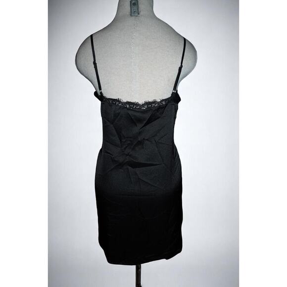 Black Satin Lace Slip Dress – Y2K Lingerie-Inspired Mini size M - Picture 5 of 6
